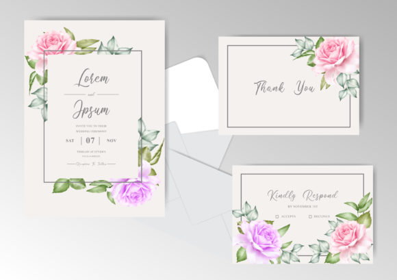 Beautiful Floral Wedding Invitation Set