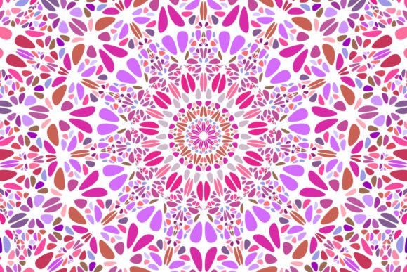 Dynamic Round Floral Mosaic Pattern: A Versatile and Vibrant Design Element