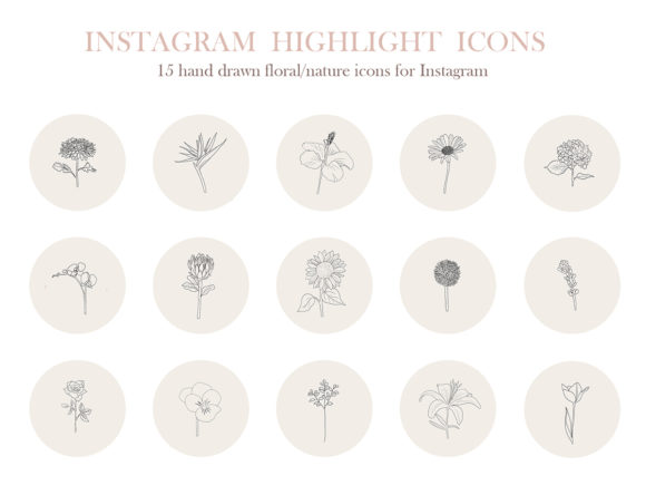 Enhance Your Instagram Profile with 15 Hand Drawn Floral Icons