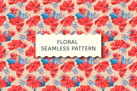 Exploring the Beauty of Red Mallow Flowers in Art: A Seamless Floral Pattern