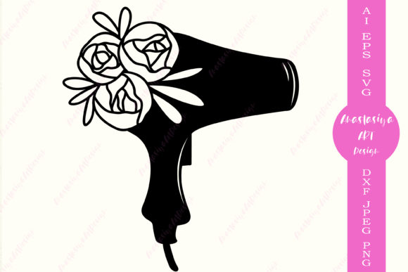 Floral Hair Dryer Hair Dresser: A Versatile Digital Design for Your Creative Projects