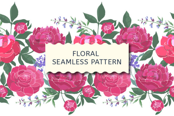 Floral Seamless Border: Pink Peonies and Artistic Elegance