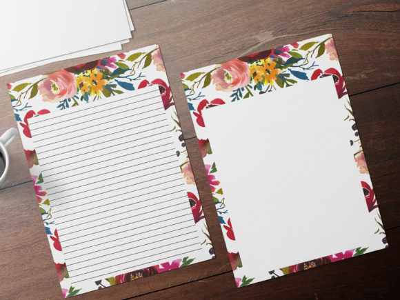 Floral Stationary, Lined and Unlined Set
