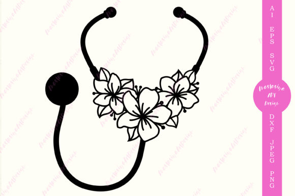 Floral Stethoscope Medical Clipart: A Versatile and Stylish Solution for Your Creative Projects