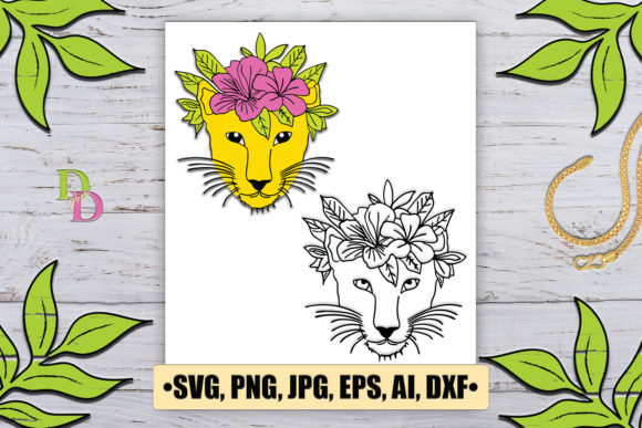 Lion, Floral Wreath: A Versatile Design for Your Creative Projects