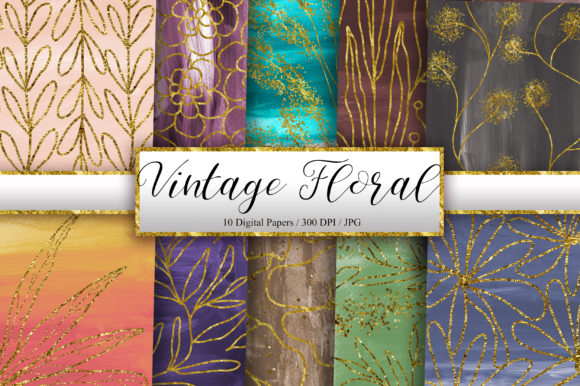 Strategic Use of Vintage Floral Gold Glitter Background for Enhanced Creativity and Branding