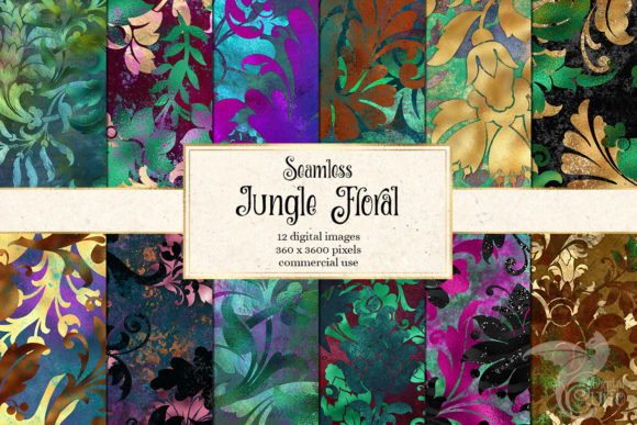 Vibrant Jungle Floral Digital Paper for Creative Projects
