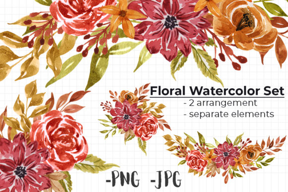 Watercolor Autumnal Floral Arrangement