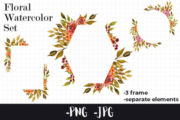 Watercolor Floral Autumn Frame Bouquet: A Versatile Design Element for Your Creative Projects
